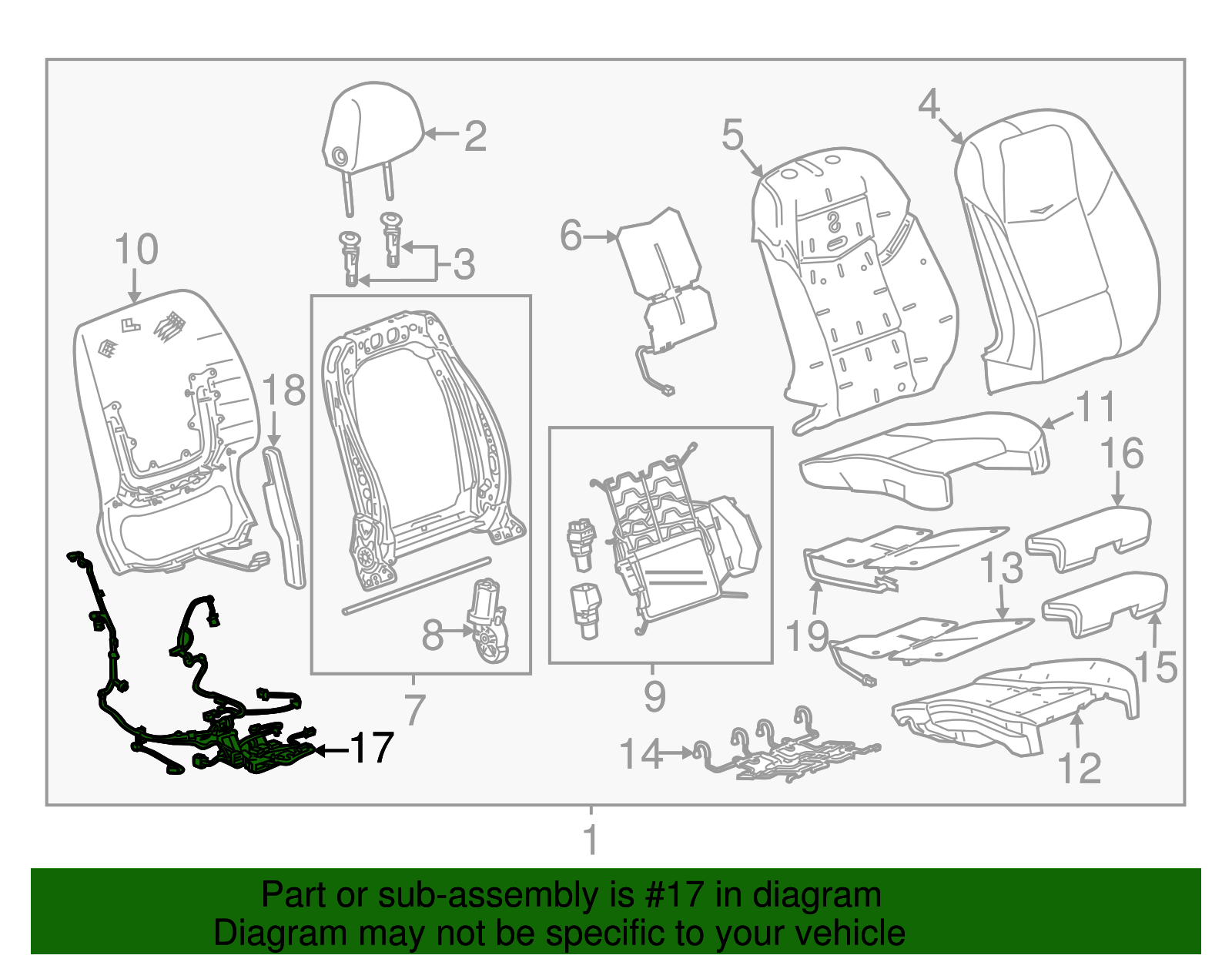 Front Passenger Side Seat Wiring Harness - Cadillac (84128571)