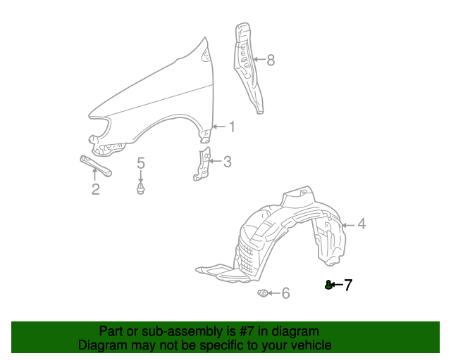Fender Liner Grommet Toyota (90189A0002)