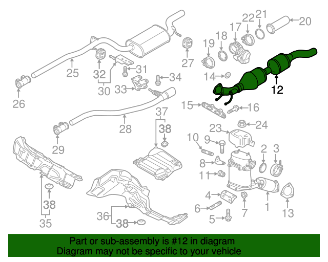 561254400A Catalytic Converter 20122014 Volkswagen Passat VW
