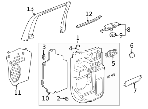 Interior Trim - Rear Door for 2020 GMC Sierra 1500 #1