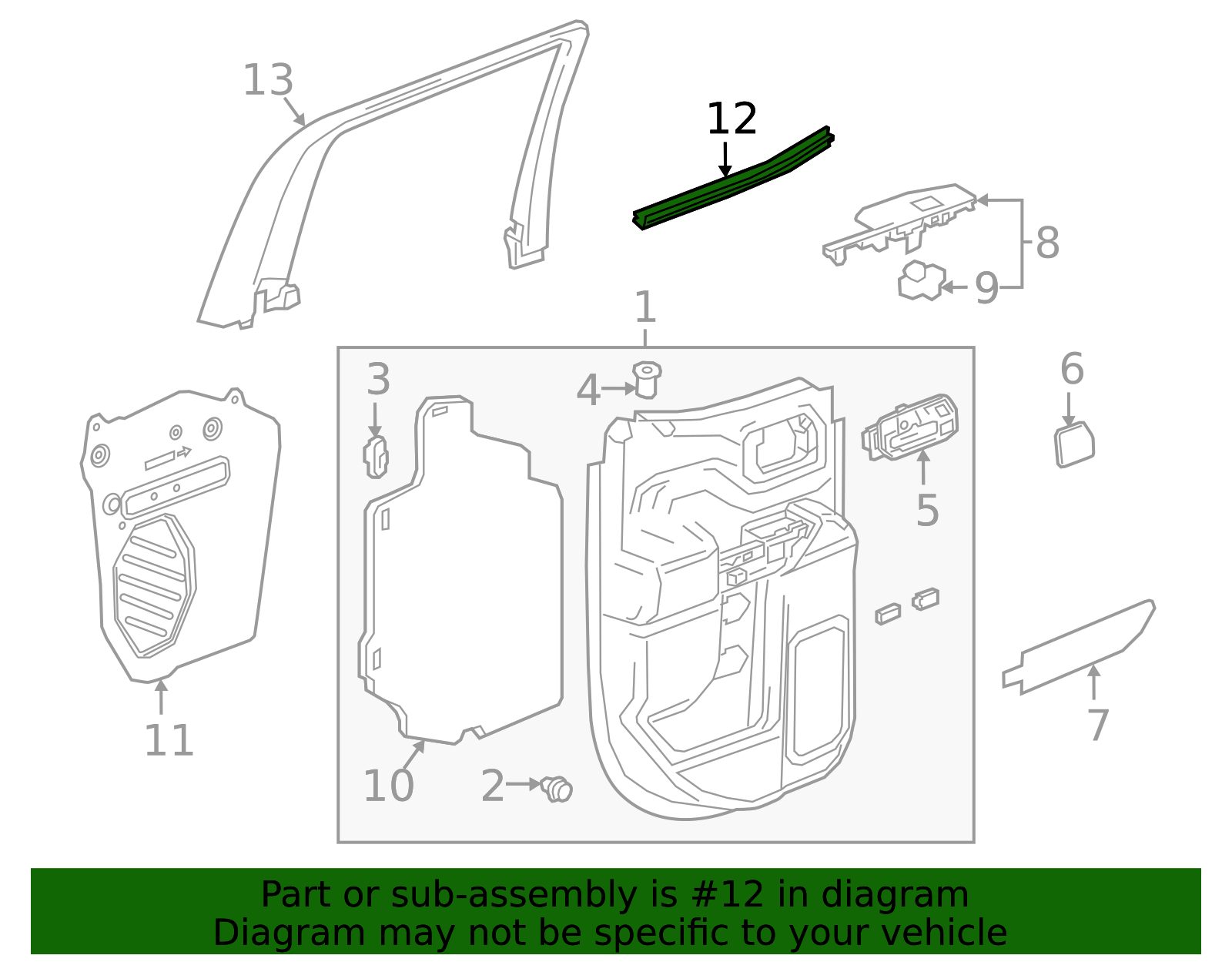 Rear Passenger Side Door Window Inner Sealing Strip - GM (84362008)