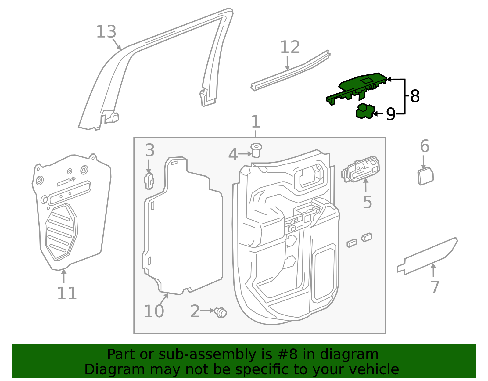 Rear Driver Side Door Accessory Switch Mount Plate - GM (87849934)