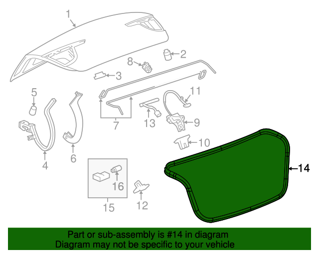 20122017 Buick Verano Rear Compartment Lid Weatherstrip 23120654 GM