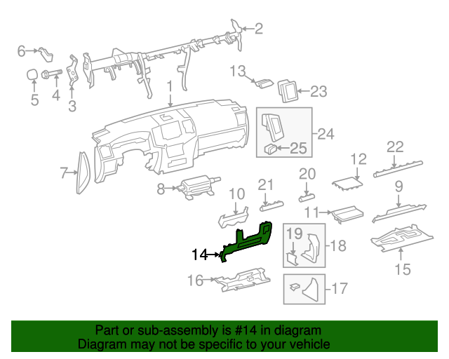 5543260430C0 Lower Dash Panel 20082015 Toyota Land Cruiser