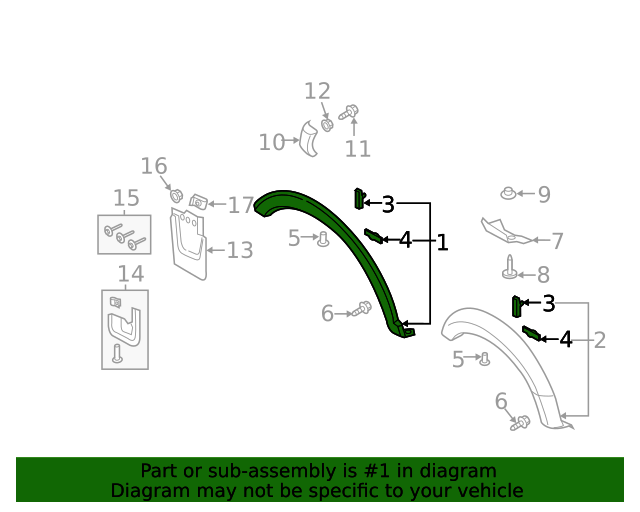 20172022 Ford OEM Wheel Opening Molding HC3Z16038BB Ford Parts Center