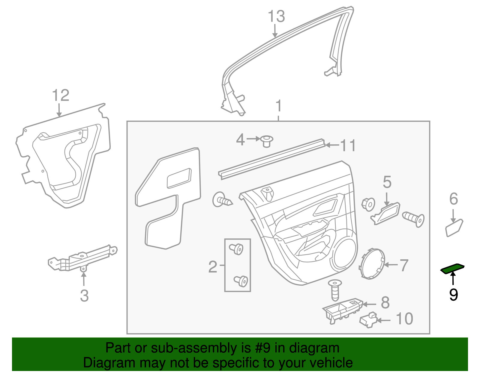 Jet Black Driver Side Door Pull Cup Liner - GM (96951325)