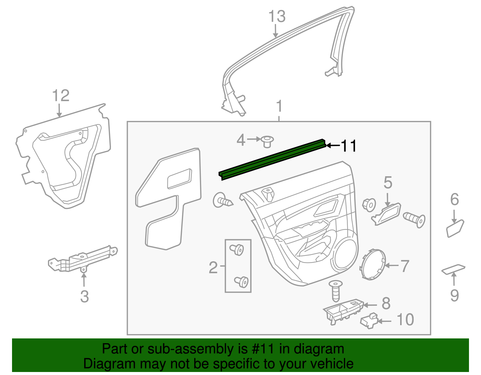 Rear Driver Side Door Window Inner Sealing Strip - GM (96845924)