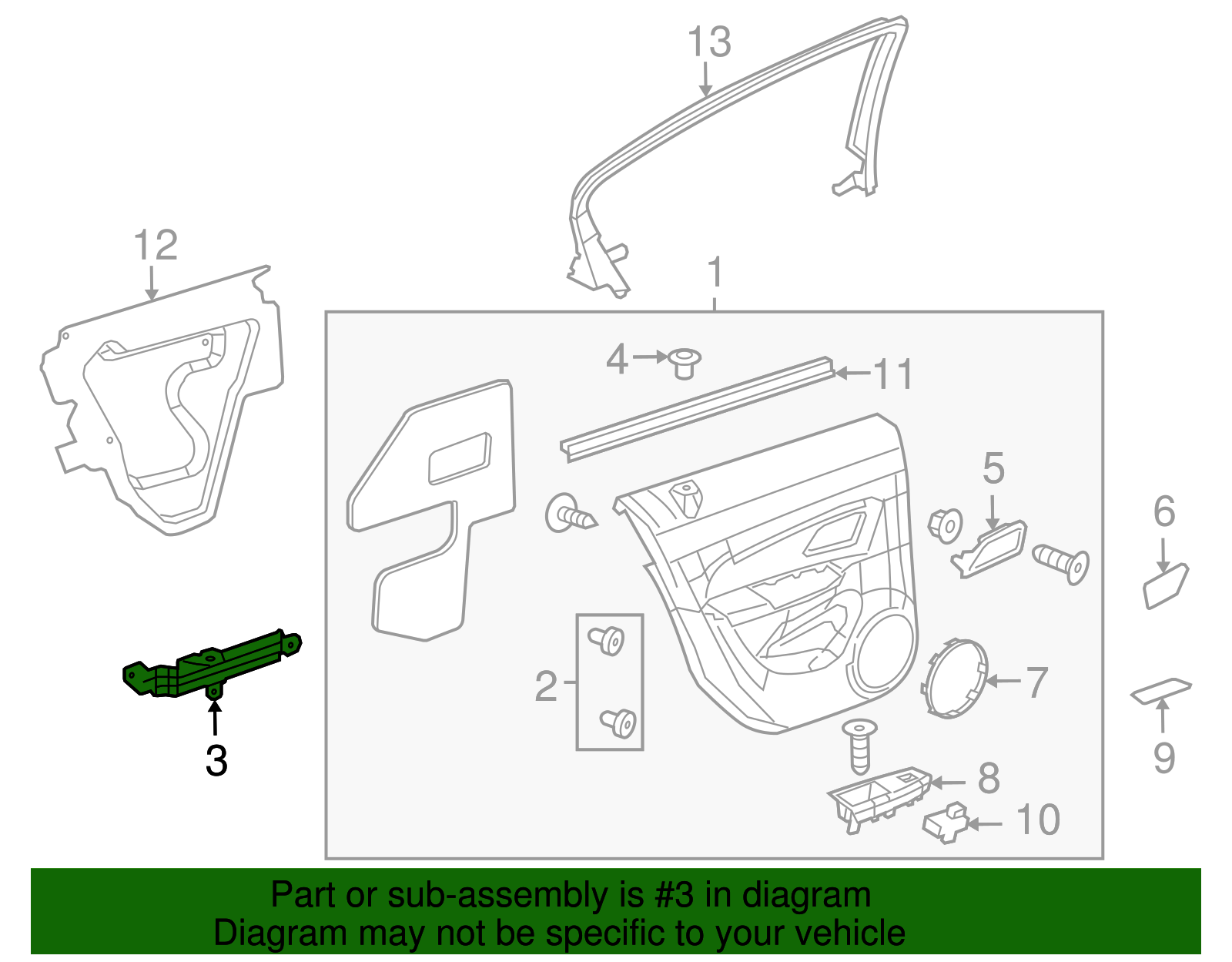 Driver Side Rear Door Armrest Pull Cup Bracket - GM (96966625)