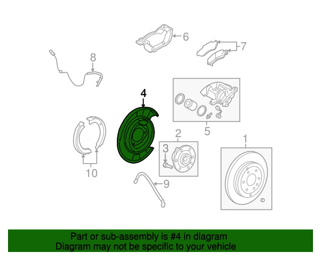 20072017 GM Rear Passenger Side Brake Backing Plate Assembly 25911892