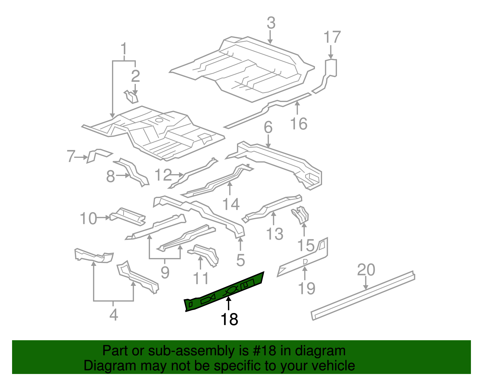 Driver Side Rocker Front Inner Panel - GM (84064770)