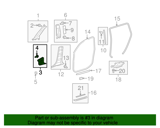 20082013 Toyota Highlander Kick Panel Trim 6210148041B0 Toyota