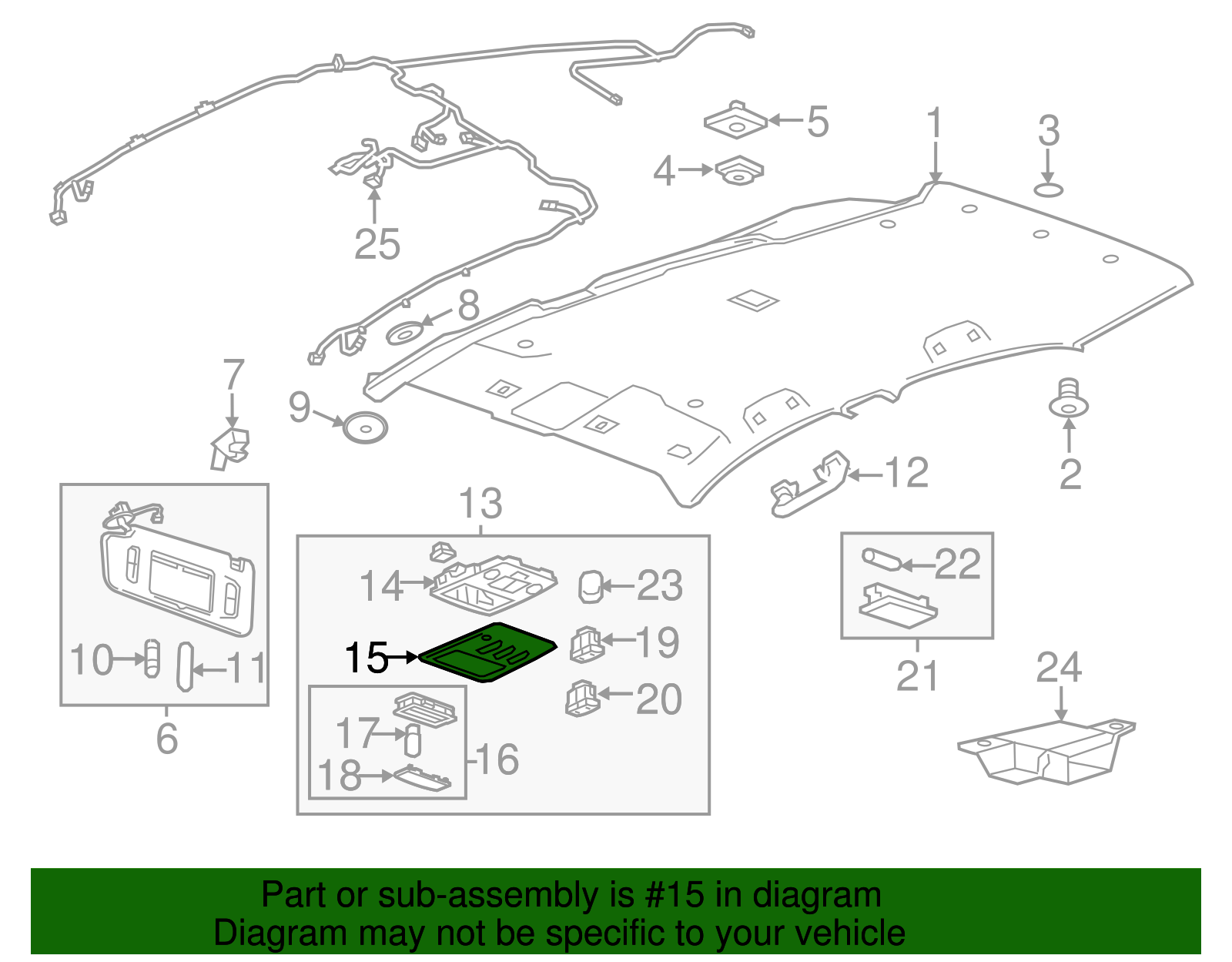 Light Titanium Overhead Console Cover - GM (95357152)