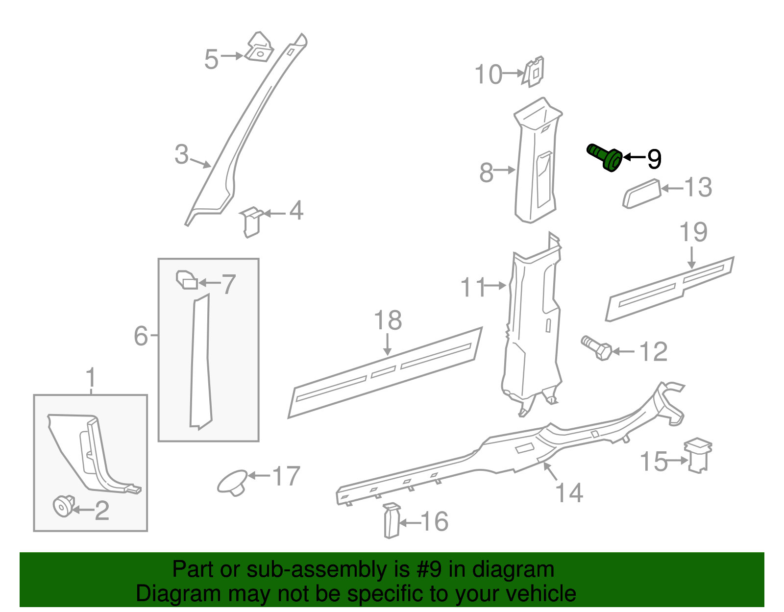 Upper Center Pillar Trim Screw - Volkswagen (N-105-995-01)