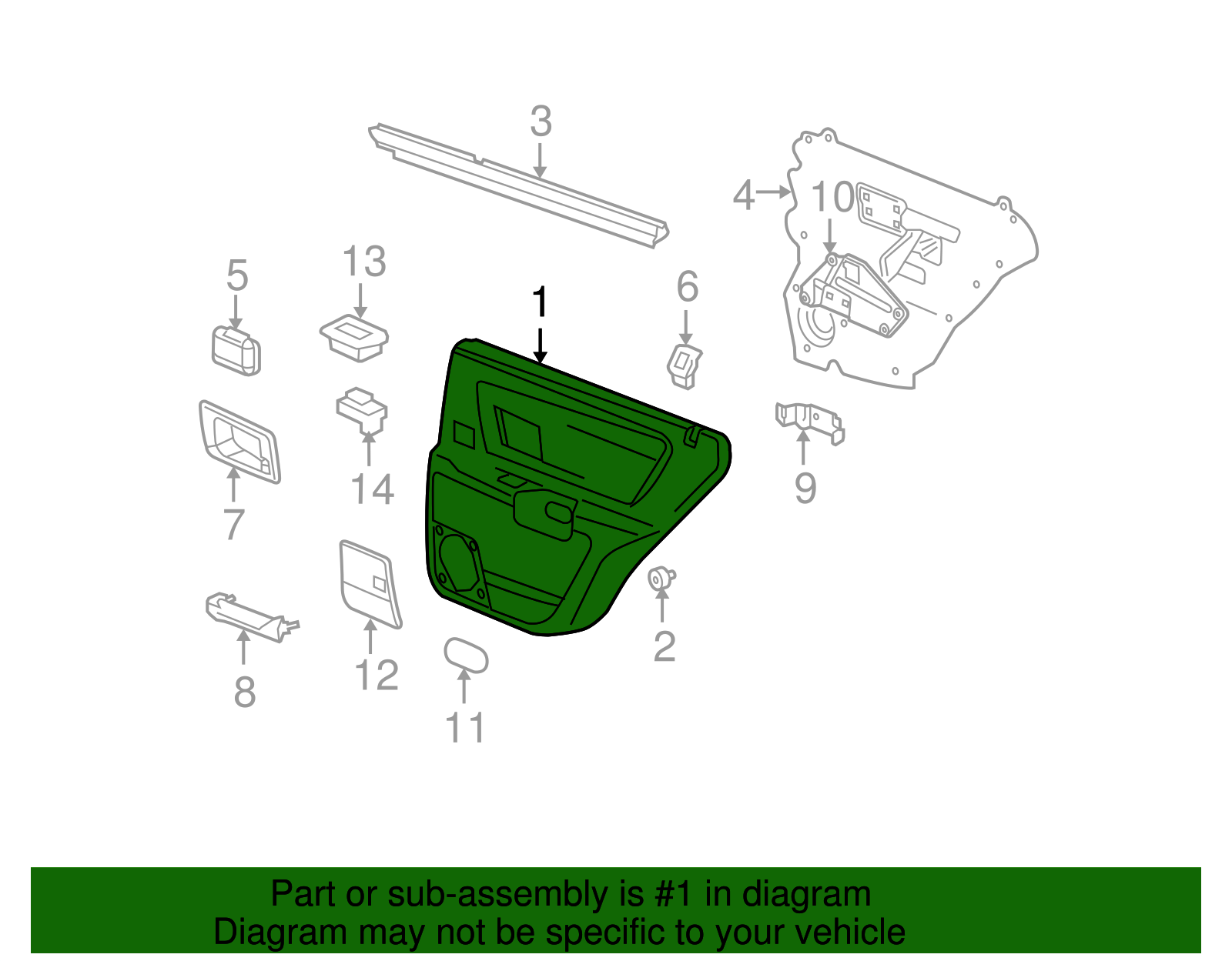 Trim Assembly, Rear S/D *Gray - Cadillac (89038812)
