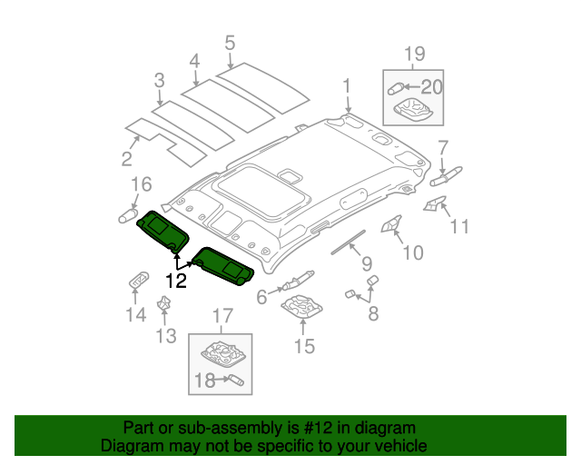 20052008 Kia Sportage SunVisor Passenger Side (RH) 852011F090EZ