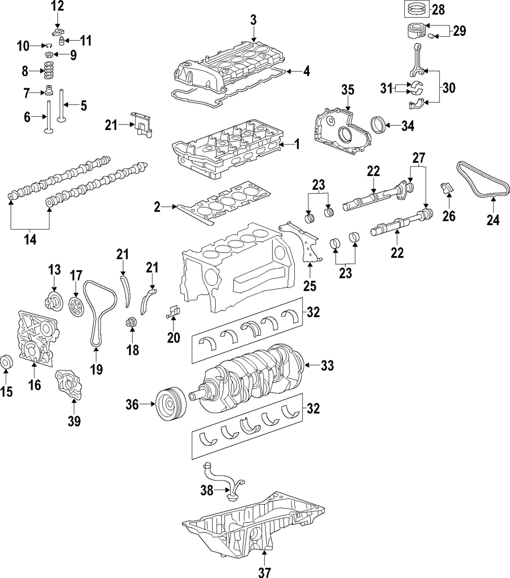 Engine Cylinder Head Gasket Kit with Gaskets and Seals - GM (89060396)