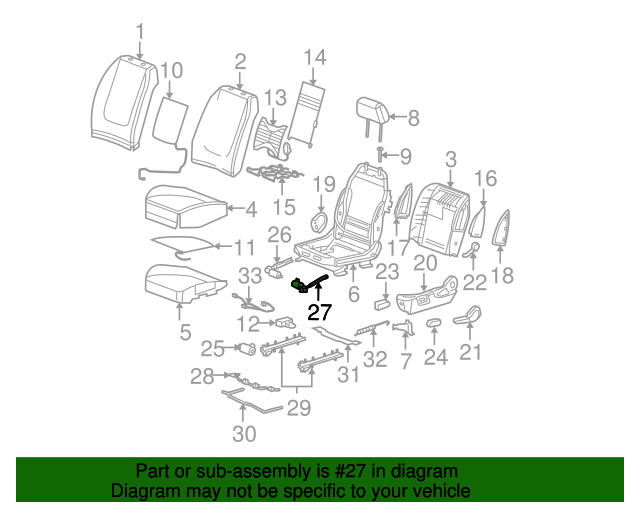 20042010 GM Driver Seat Adjuster Vertical Actuator 22733653