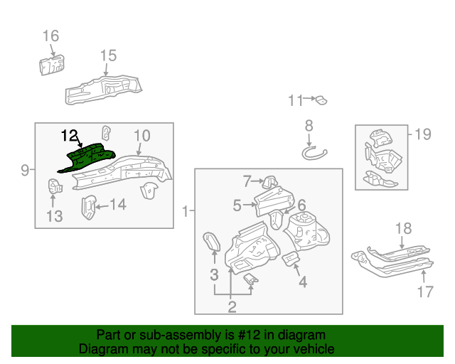 20032008 Pontiac Vibe Driver Side Front Engine Compartment Front Inner