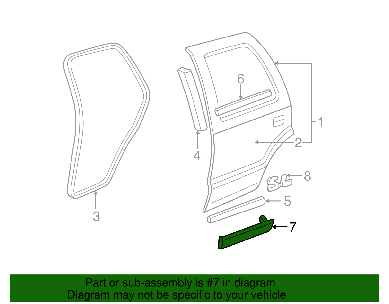 Molding Assembly, Rear S/D Lower (Left-hand) *Paint To Mat - GM (88935320)