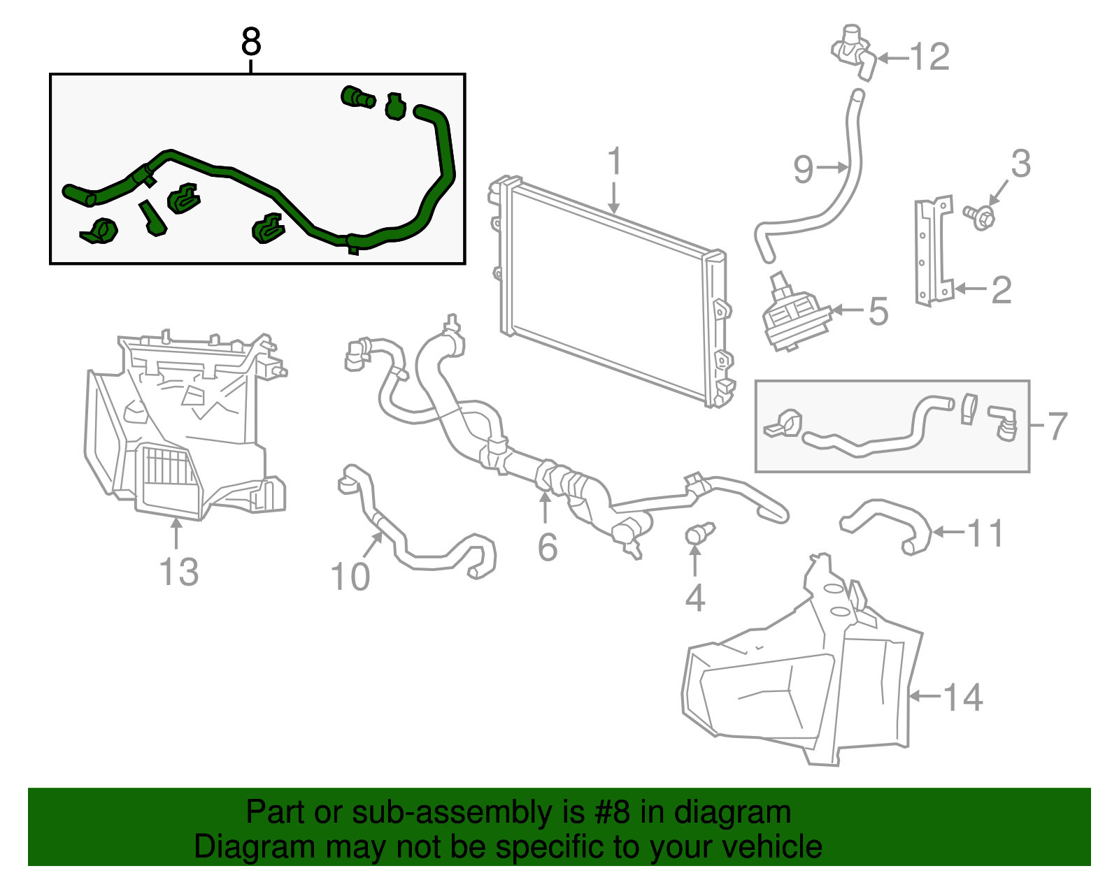 Charge Air Cooler Coolant Hose - Cadillac (84127727)