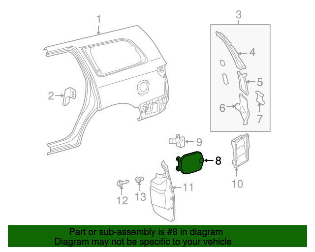 773500C030 Fuel Door 20112020 Toyota Sequoia Boch Toyota South