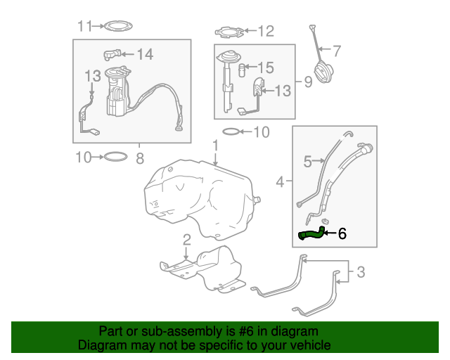 20052009 GM Fuel Tank Filler Hose 22732538 GM