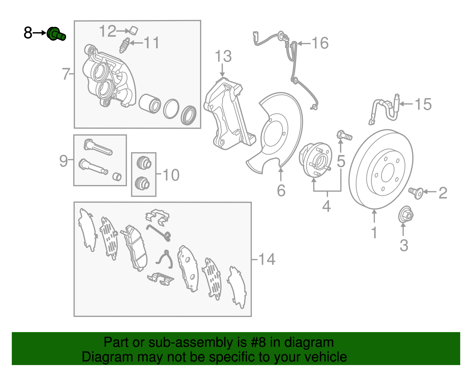 Front Brake Caliper Guide Pin Bolt - GM (13539807)