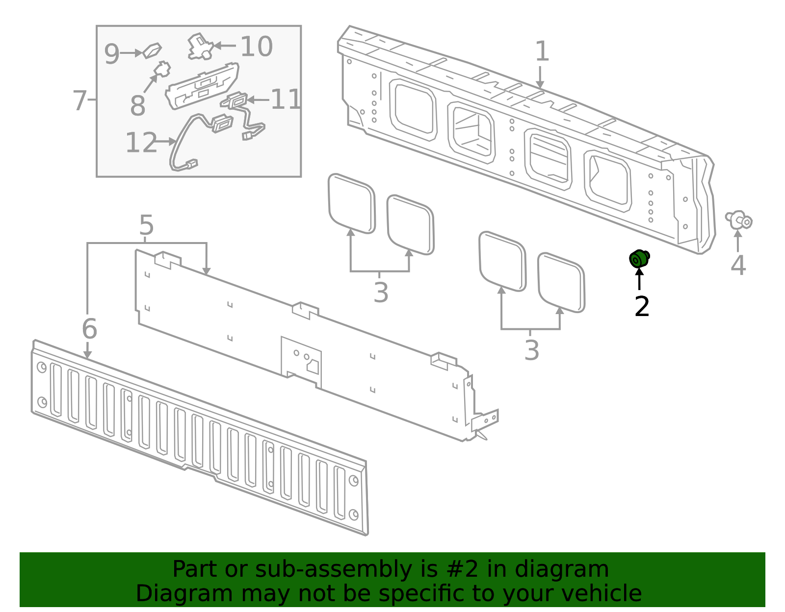 Pickup Box Auxiliary Tailgate Bumper - GM (84377026)