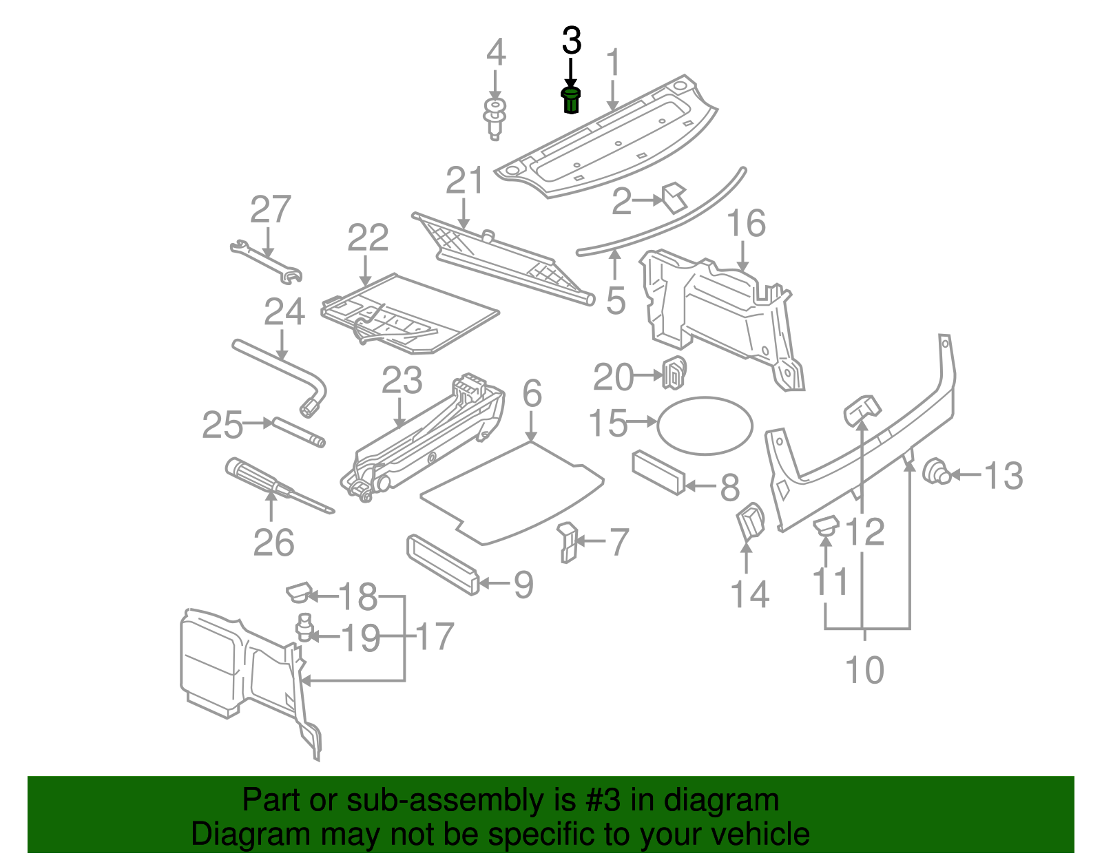 Package Tray Clip - Volkswagen (8A0-863-987)