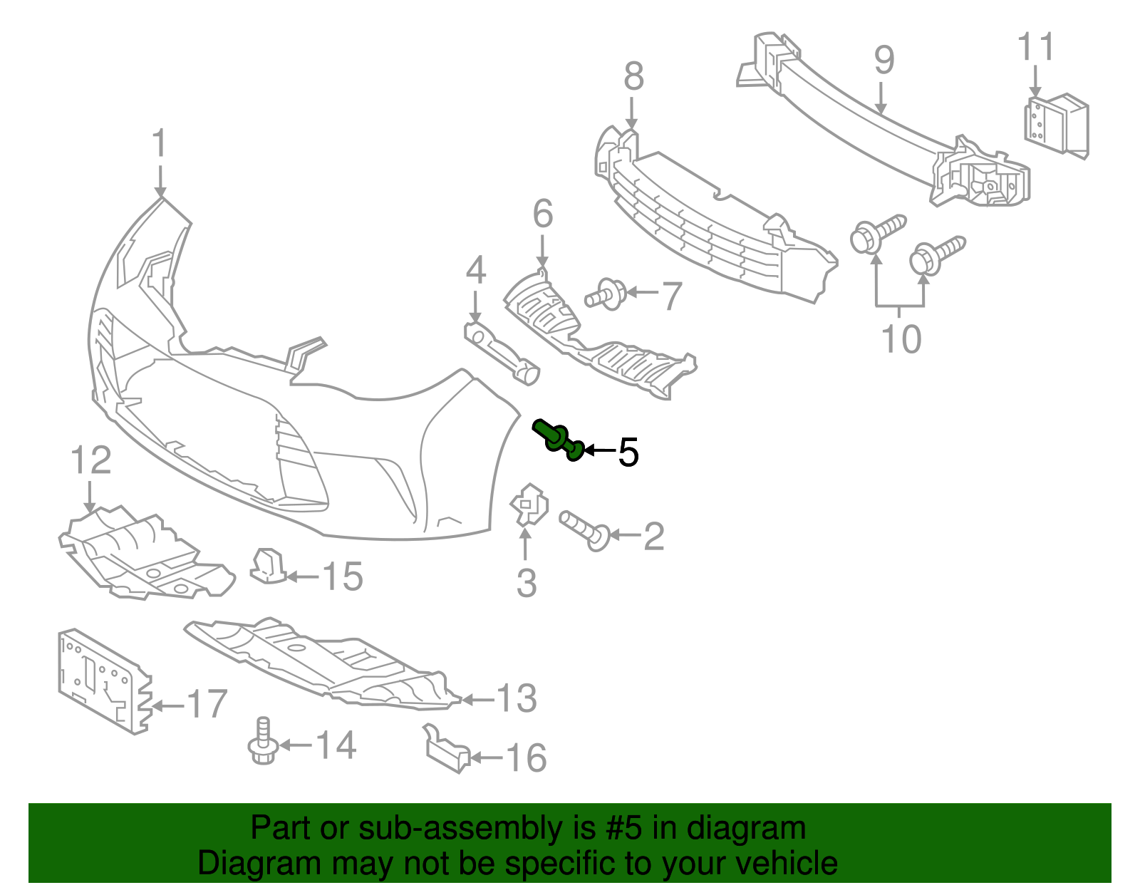 Bumper Cover Support Rail Clip - Scion (90467-05090-B1)