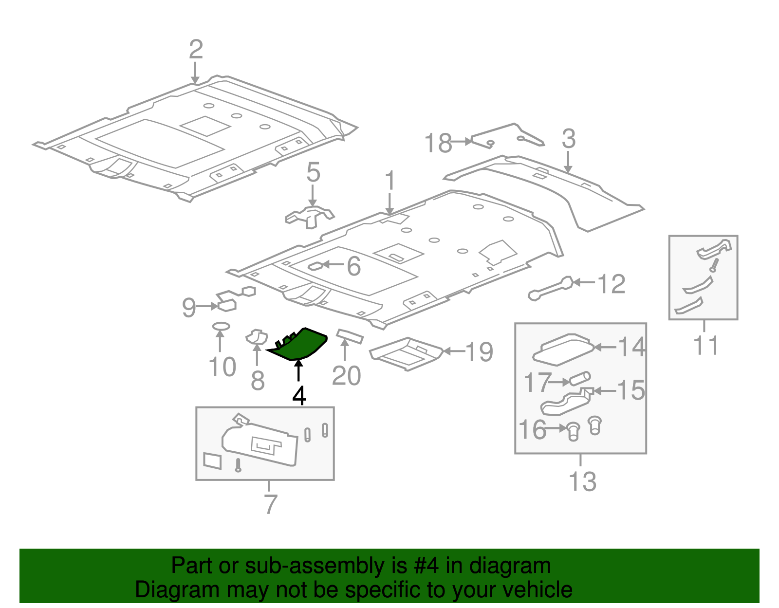 Console Assembly-Roof *Left Opel Gray - GM (25898249)