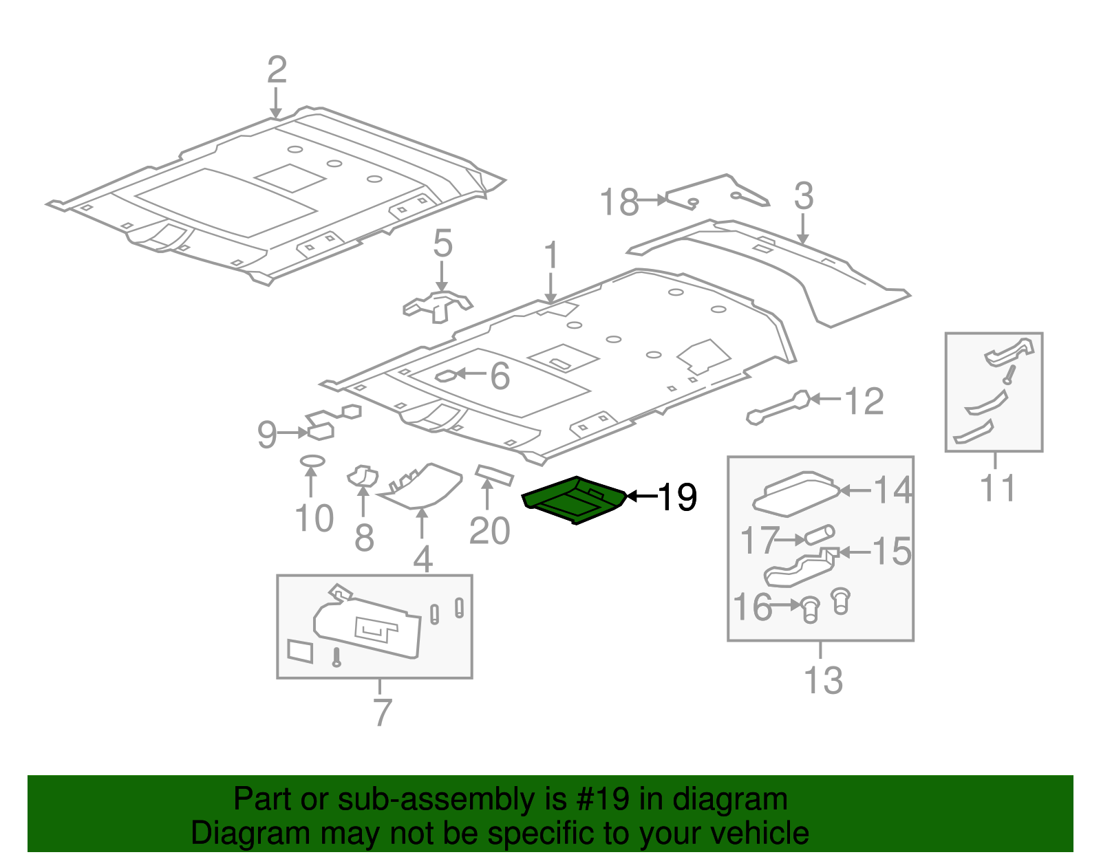 Light Opal Gray Roof Console - GM (25853058)