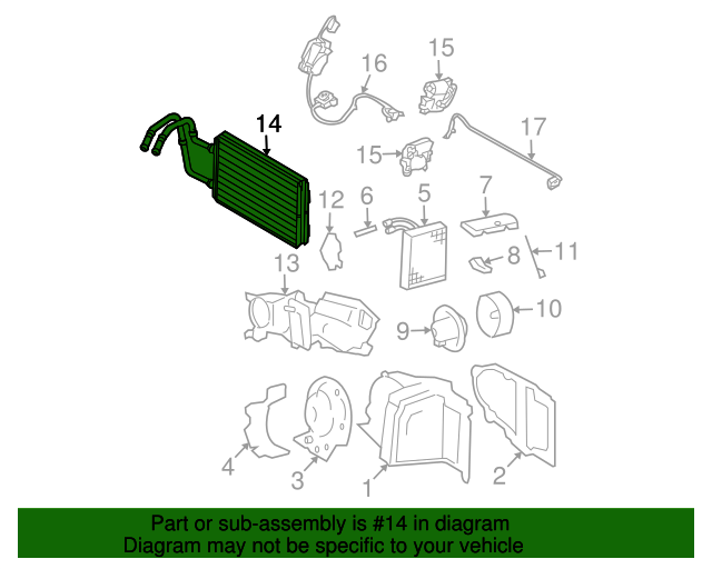 20032011 Lincoln Town Car Heater Core 3W1Z18476AA