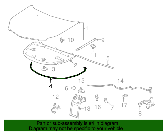 20889251 - Hood Front Seal 2010-2016 Cadillac SRX | AutoNationParts.com