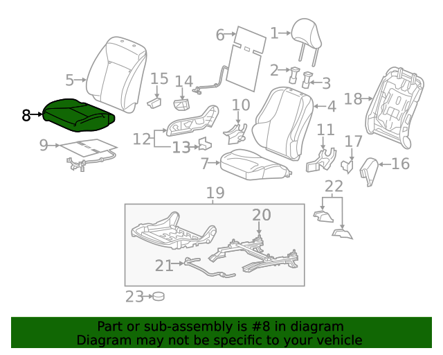Honda Genuine 82536-T5R-A11 Seat Cushion Frame