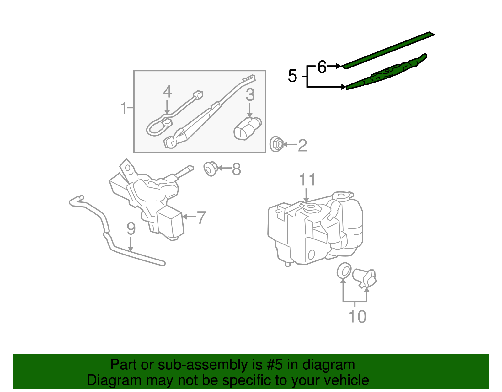 Rear Window Wiper Blade, 11.81 in - GM (10389570)