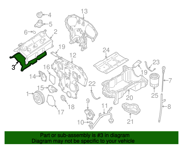 20002001 Nissan Pathfinder Valve Cover Gasket 132702Y510 QuirkParts