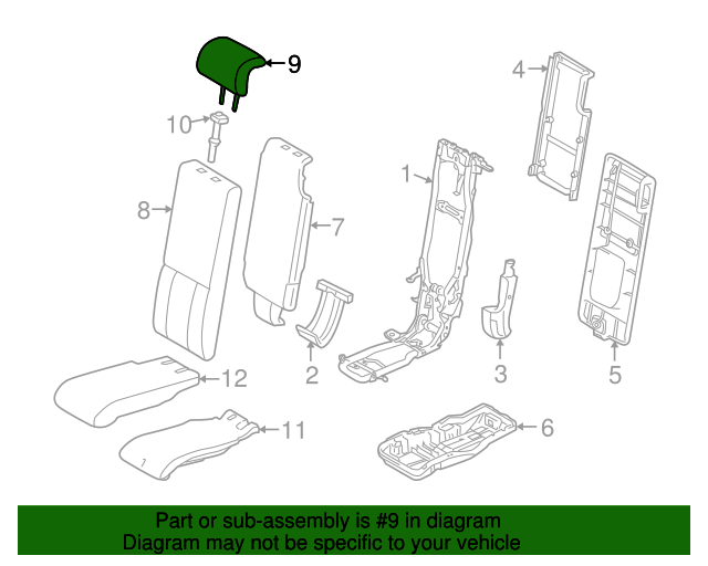 20082013 Toyota Highlander Headrest 719600E080C0 Toyota Parts Center