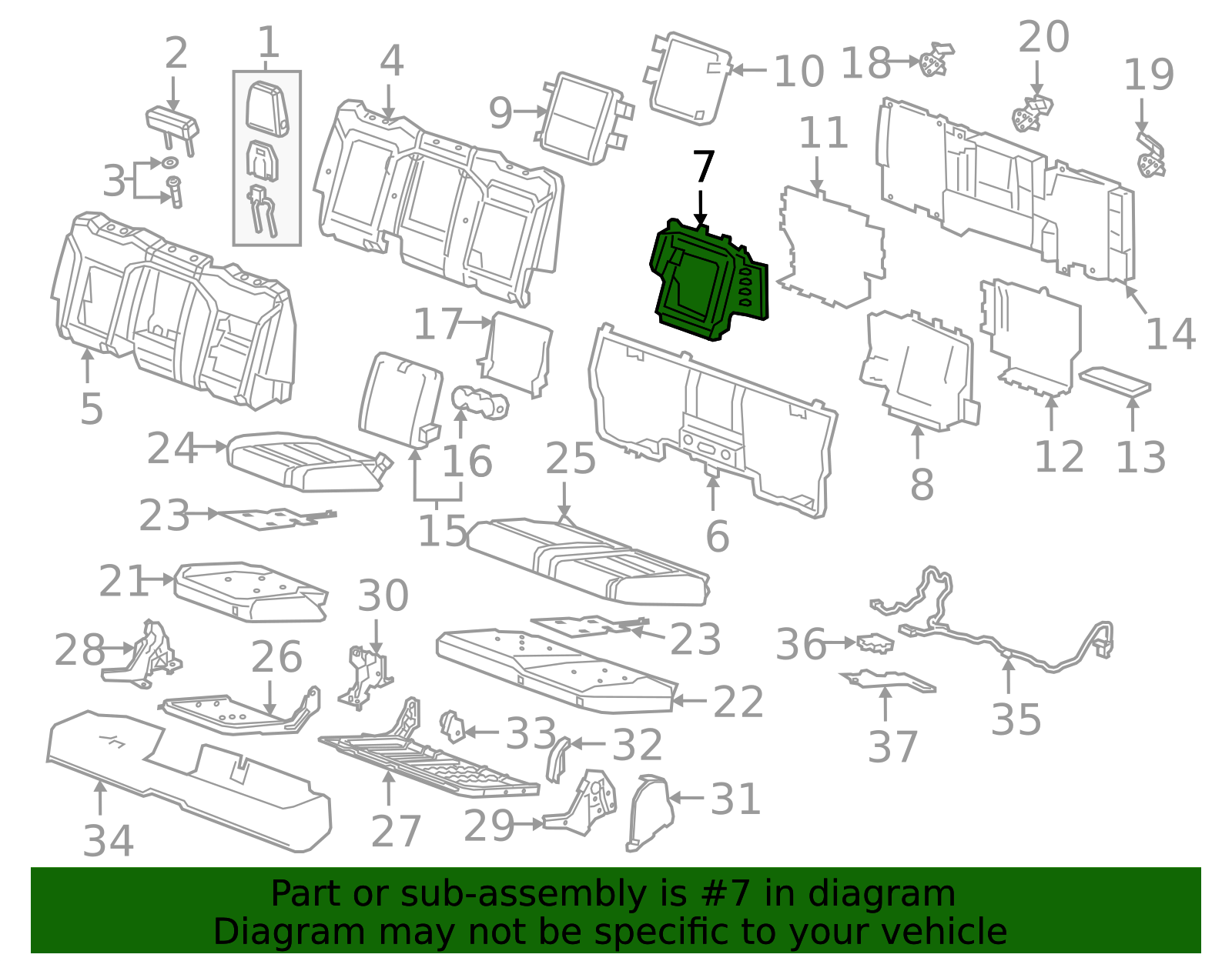 Rear Passenger Side Seat Back Compartment - GM (84429739)