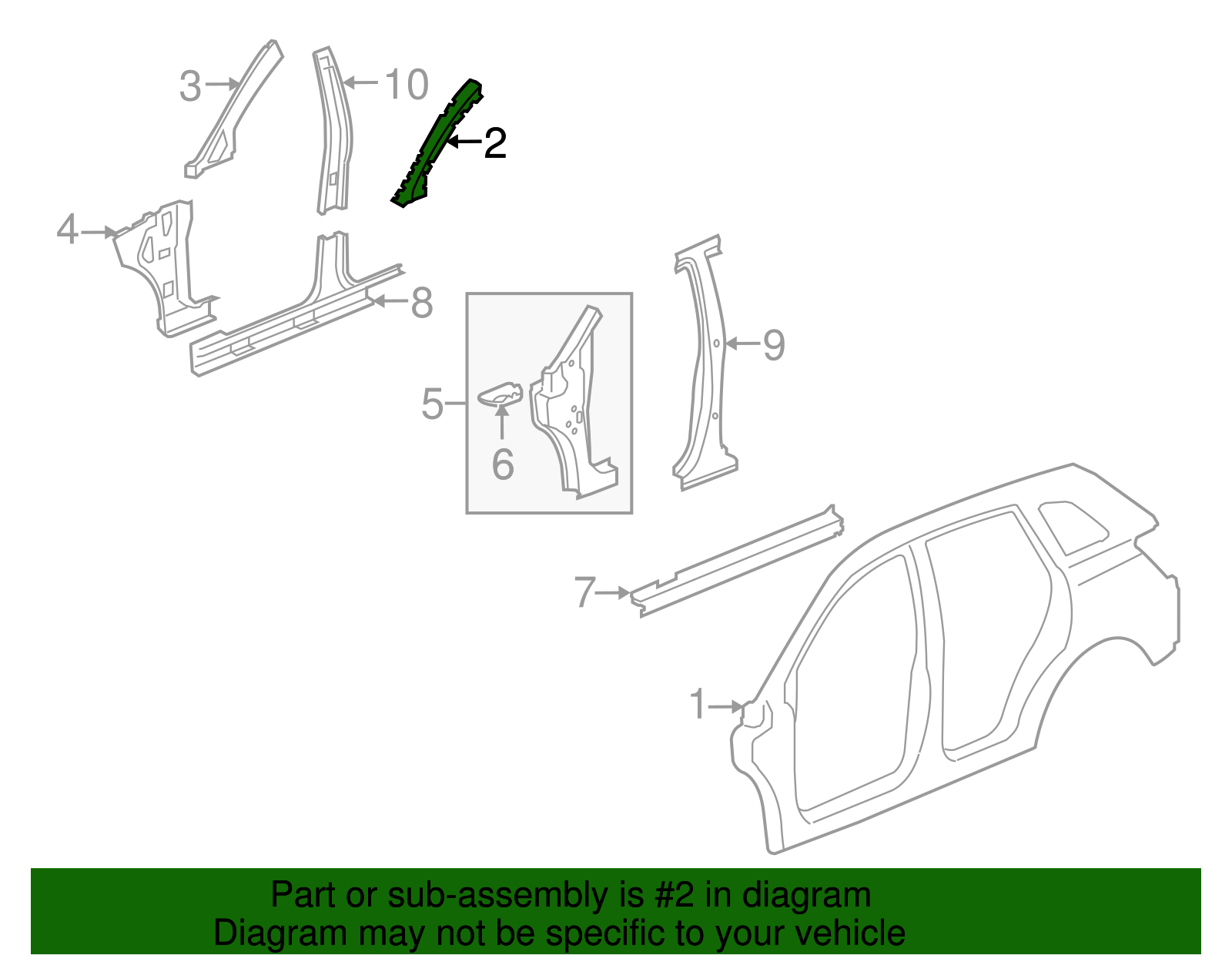 Passenger Side Windshield Inner Side Frame Reinforcement - GM (96474347)