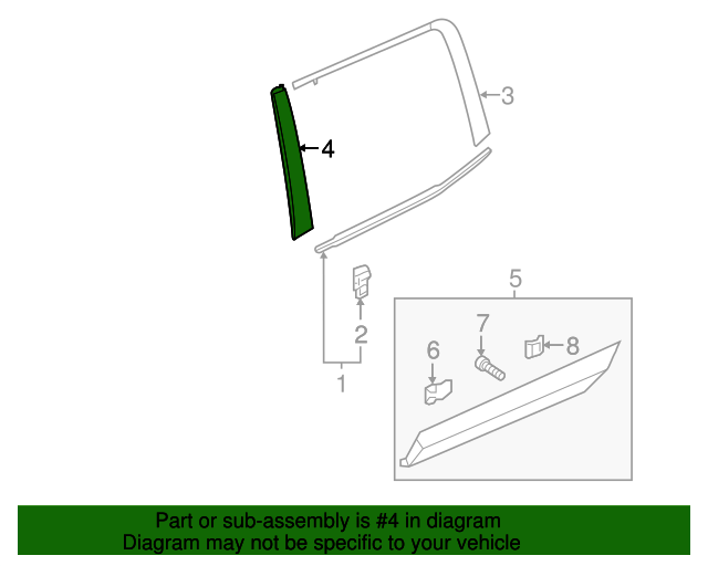 20162021 Honda Garnish Assembly, R Rear Door Sash 72930TG7A11 BKHonda