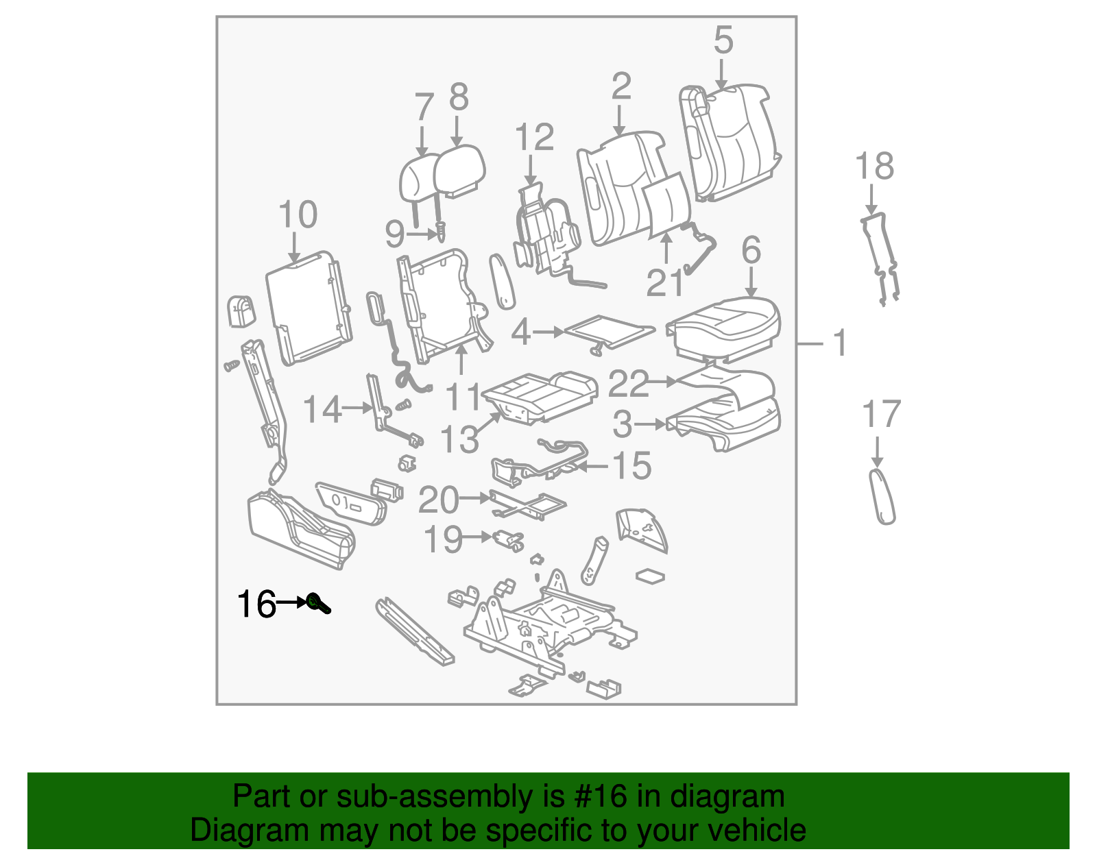 Medium Neutral Front Seat Recliner Handle - GM (88941659)