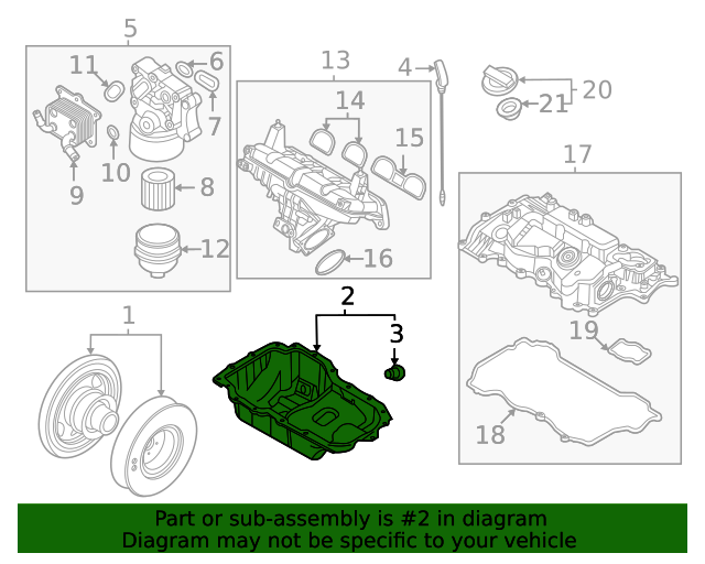 21510-2M800 - Oil Pan - 2020-2023 Hyundai | World OEM Parts Hyundai