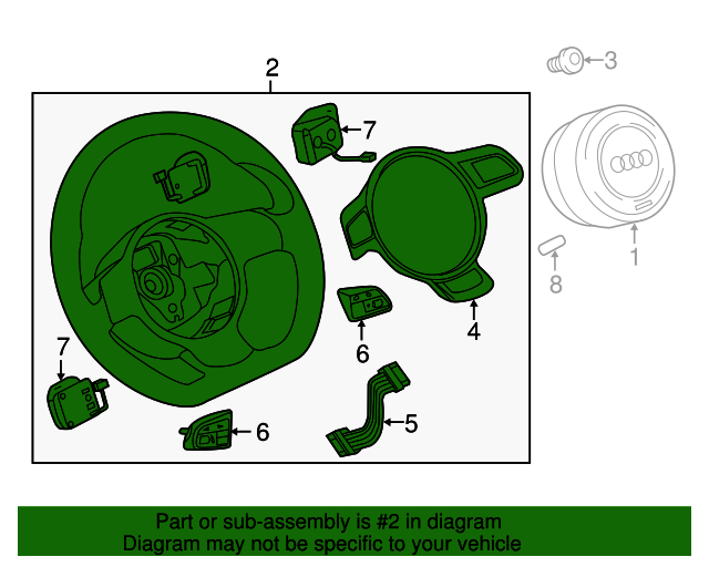 2017 Audi Steering Wheel 8R0419091AMIWJ Genuine Audi Parts