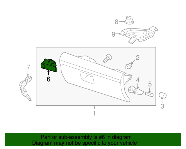 77540SZAA01ZC Lock Assembly Glove Box *NH686L* (Warm Gray) 2009