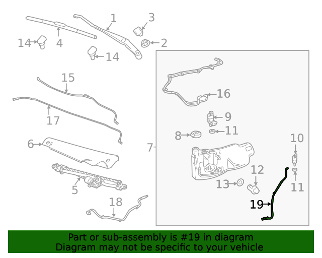 20212023 Cadillac Windshield Washer Pump Hose 84699145 GM