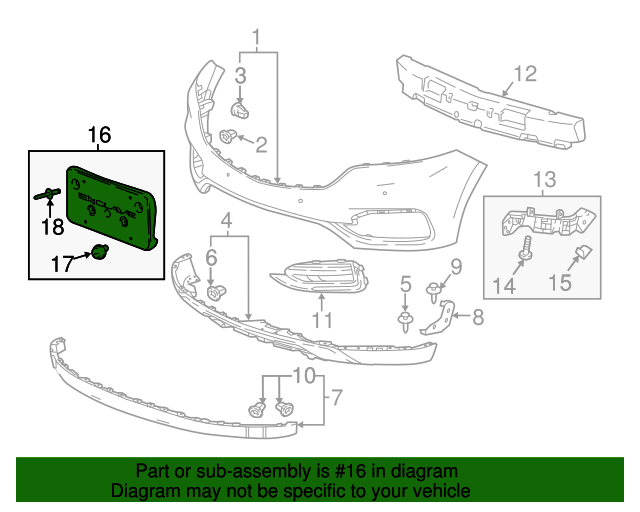 20182021 Buick Enclave Front License Plate Bracket Attachment 84283179