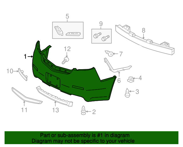 2013 Acura TL Front Bumper Painted