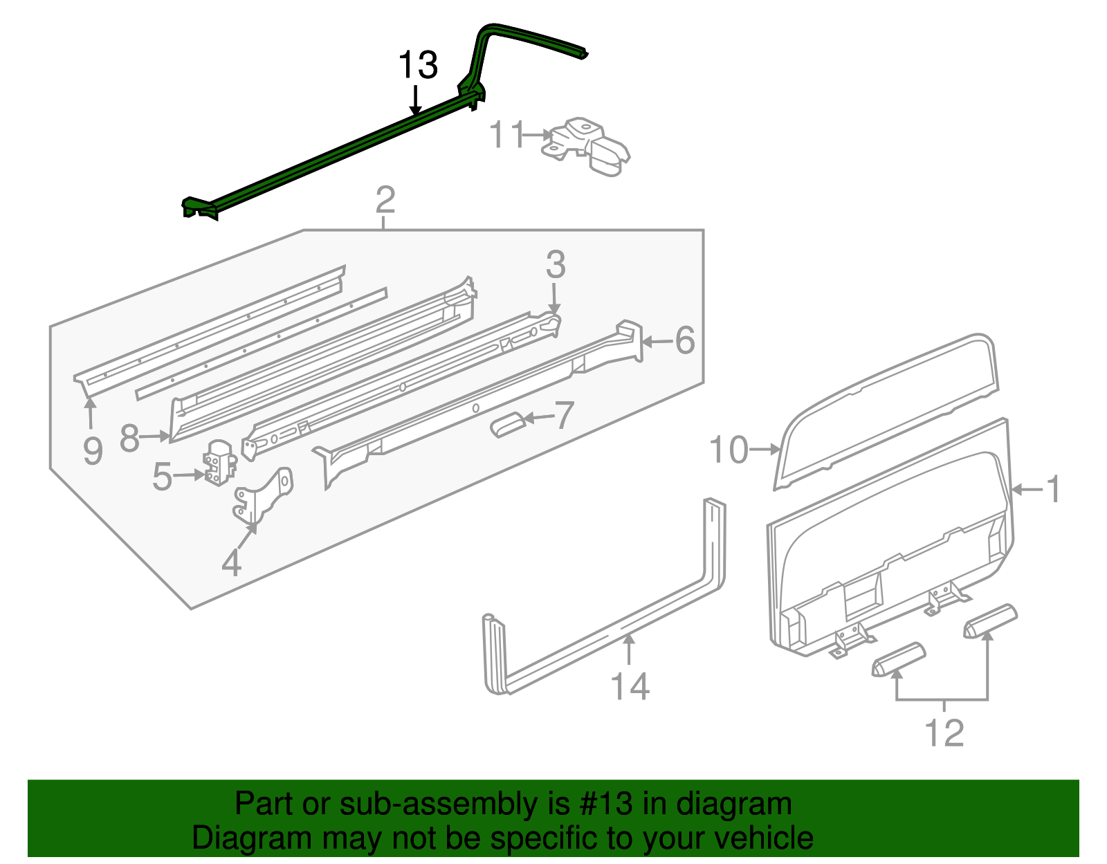 Weatherstrip Assembly, Cargo Box    Stow & M/Gate Wdo Opg - GM (88944020)
