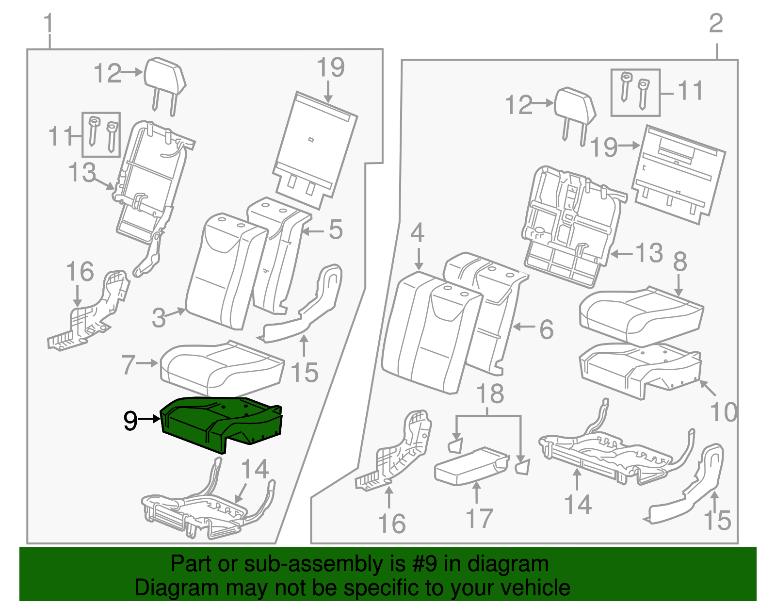 Passenger Side Rear Seat Cushion Pad - GM (96839480)